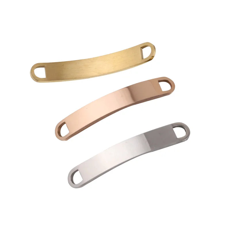 Custom Name Rainbow 6*39 Curved Bar Connector Bracelet Connector Stainless Steel Rectangle Blank Bracelet DIY Making