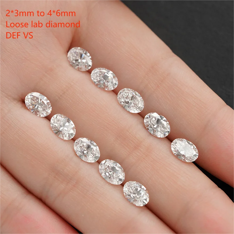 3*5mm 4*6mm Oval Loose Lab Grown Diamond Starsgem  DEF  VVS VS Synthetic CVD Lab Diamond IGI HPHT Fancy Shape Loose Diamond