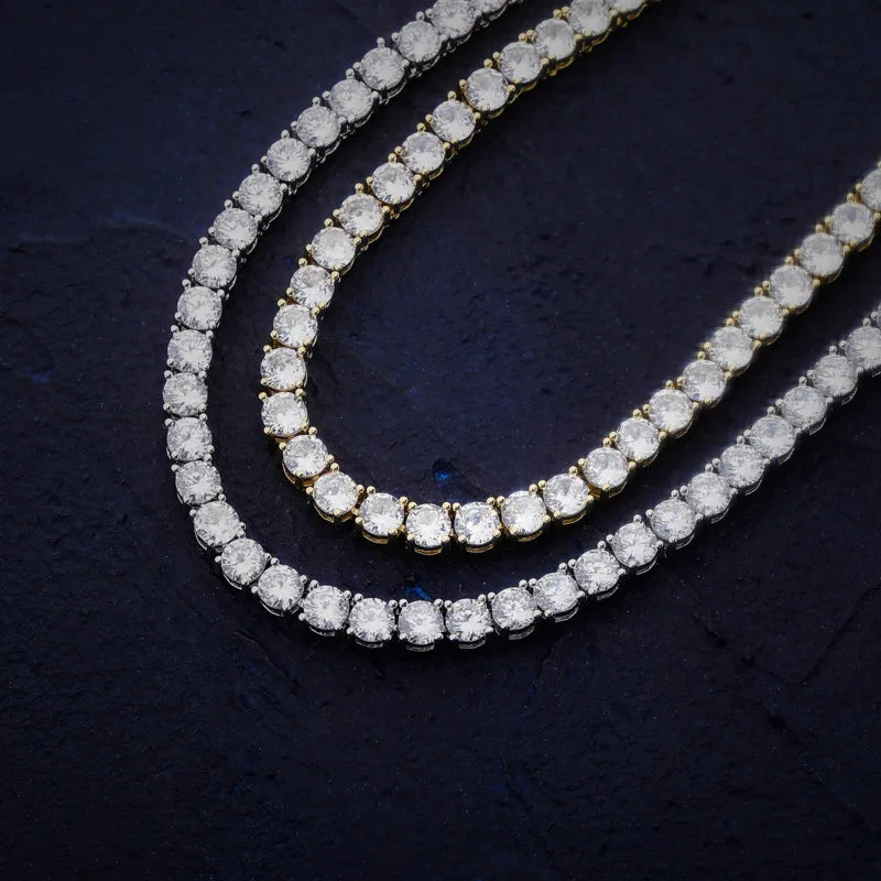 3mm 4mm 5mm Gold Plated Tennis Chain: Hip Hop Iced Out White Gold AAA CZ Jewelry