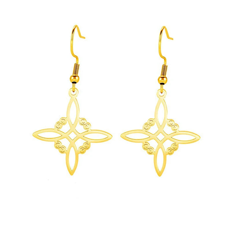 Hypoallergenic Gold Viking Celtic Triquetra Knot Dangle Drop Earrings for Women Waterproof Stainless Steel Earrings Wholesale