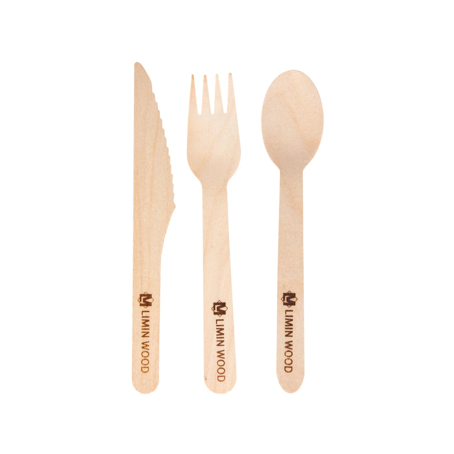 Factory Wholesale Eco-Friendly Disposable Wooden Cutlery Set Custom Design for Parties
