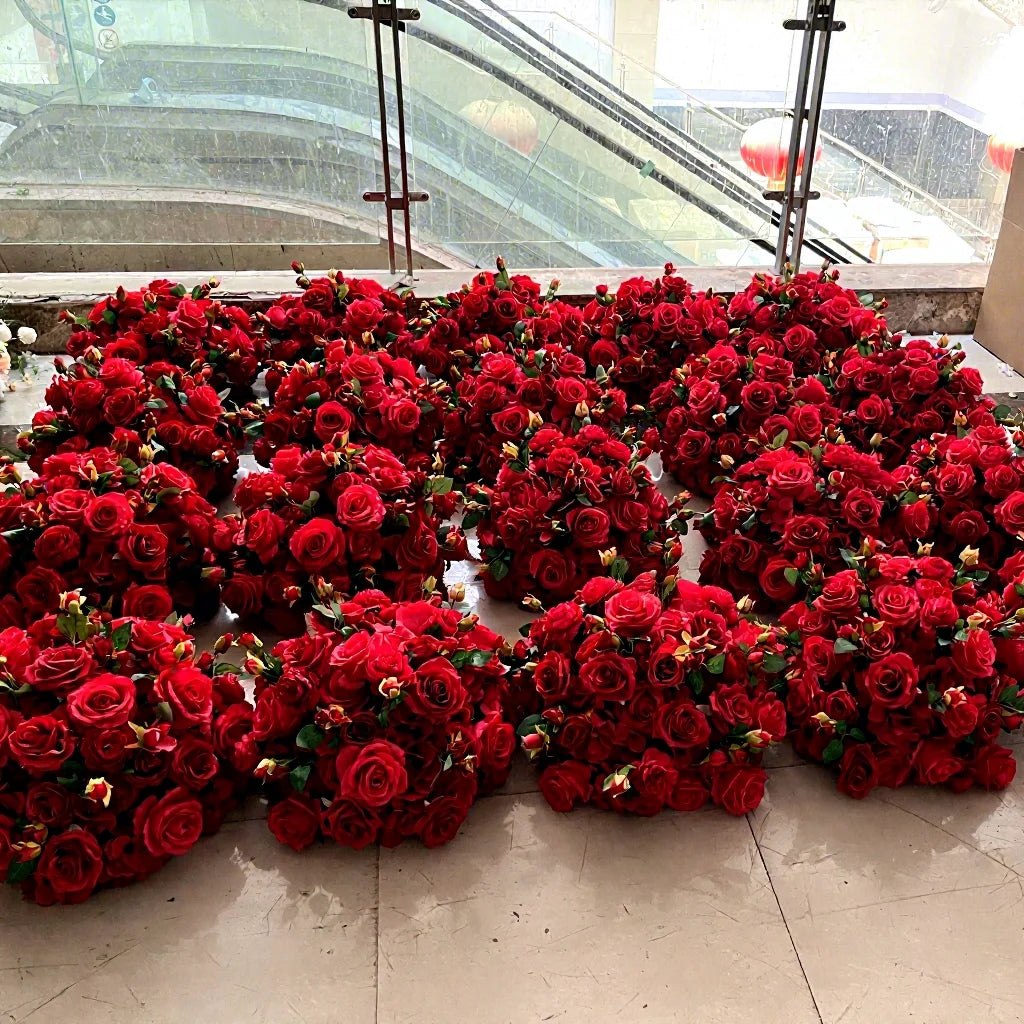 EG-WD93 Artificial Wedding Red Large Flower Balls Centerpieces Silk Red Rose Artificial Flower Balls