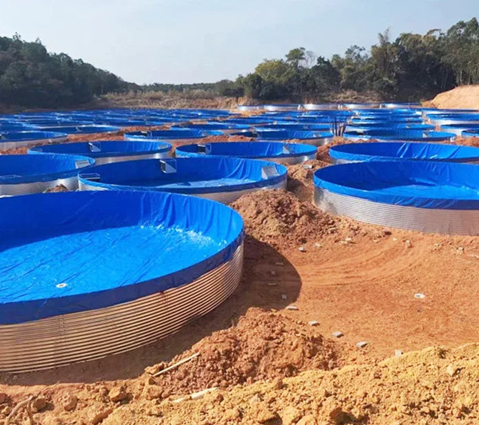 Sun-resistant Double-sided Waterproof Circulation Bucket Fish Pond Large Round Galvanized Sheet Canvas Fish Farming tank