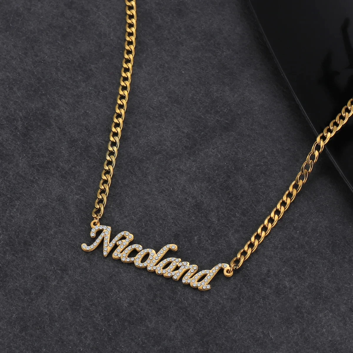 Custom Personalized Name Necklaces Cubic Zircon Letters  Stainless Steel Necklace for Women