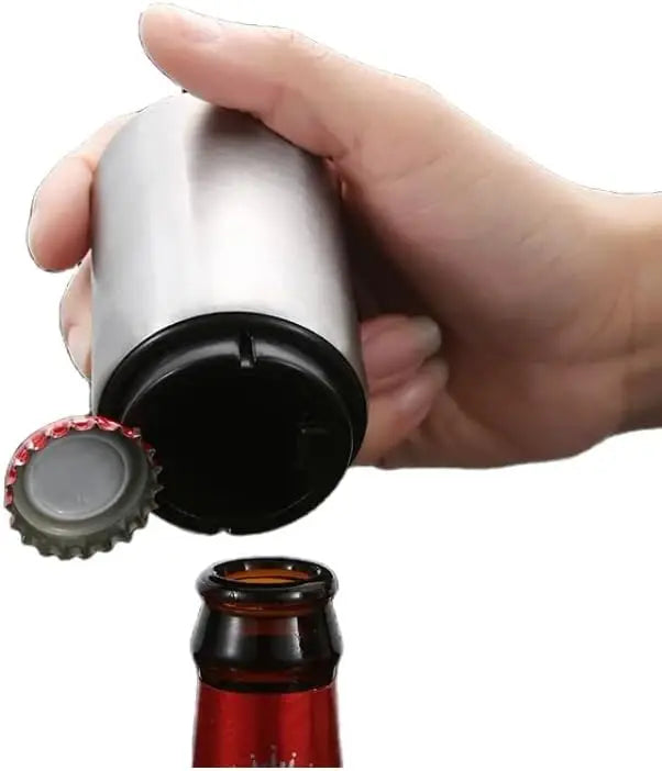 Customizable Logo Automatic Metal Stainless Steel Press Pop Lid Push Style Magnetic Beer Opener