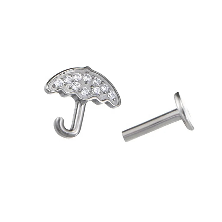 Fuxuan ASTM F136 Titanium Umbrella Shaped Internally Threaded Top Ear Ring Lip Ring Piercing Jewelry Wholesale