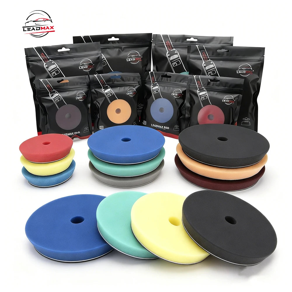 LEADMAX Wholesale OEM High-Density DA Foam Buffing Pad 100 Grit Medium Abrasive for Car Bodies Auto Detailing & Paint Care