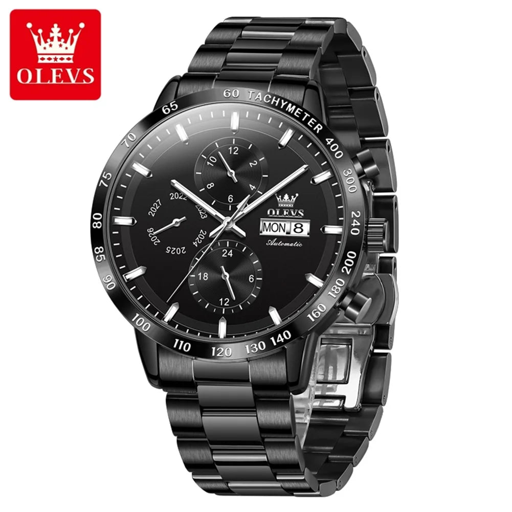 OLEVS 6683 Custom logo Multifunctional Brand Waterproof Fashion Sports Stainless Steel Luxury Automatic Mechanical Watch for 
