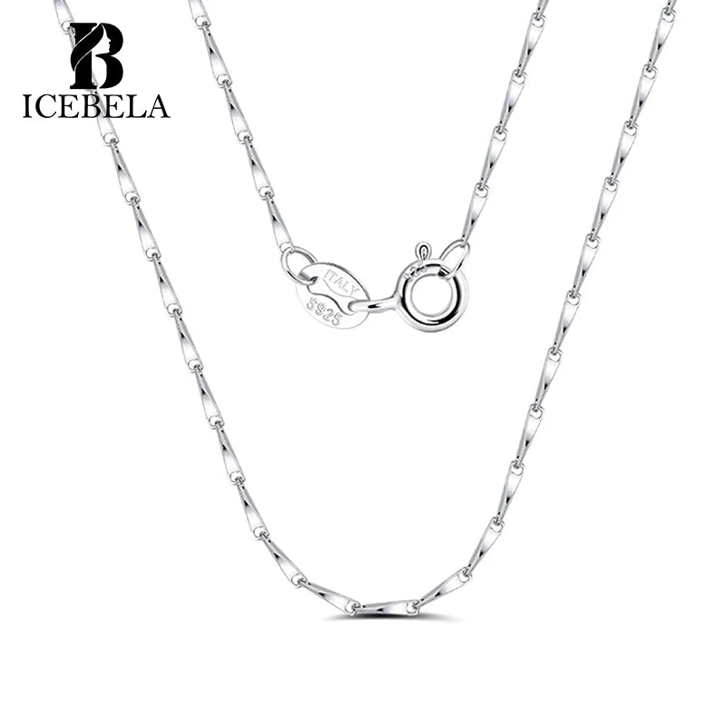 ICEBELA Wholesale Fine Jewelry Women Men Jewelry Italian 925 Sterling Silver 1.0mm Twisted Link Chain Necklace