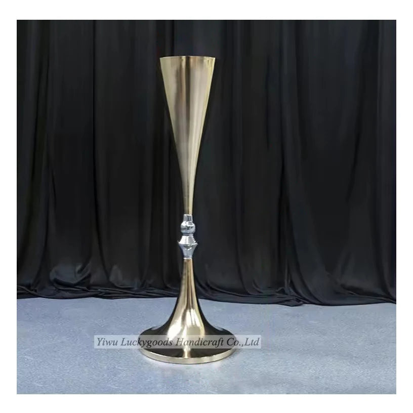 LDJ293 2024 Best Selling 70cm Tall Wedding Gold Flower Stand Vase Centerpiece for Wedding Decoration