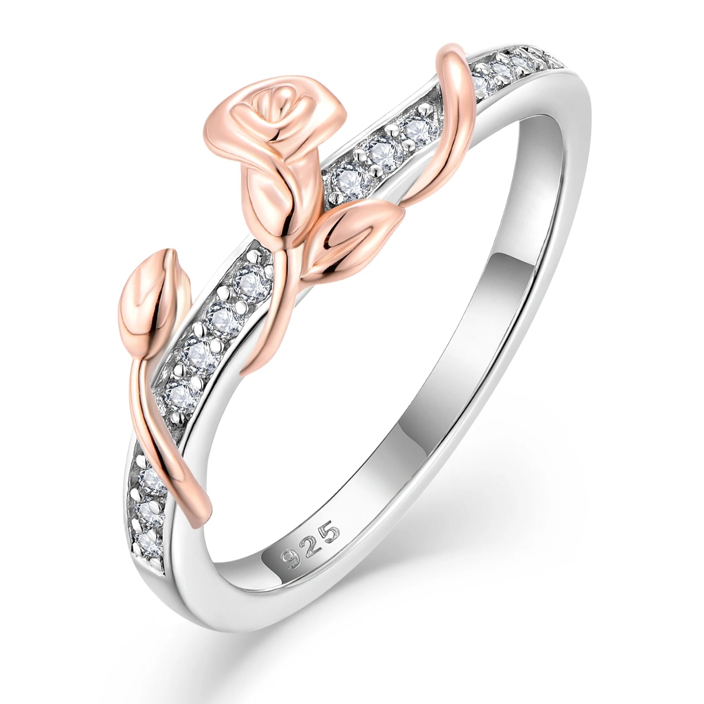 LULUFOCUS Classic 18K Rose Gold Plated Sterling Silver ZIRCON Custom Size Rotating Spinner Relief Fidget Rings for Weddings