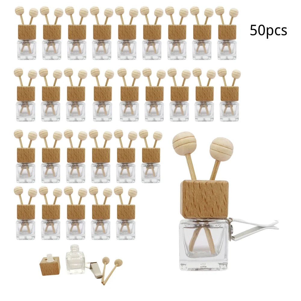 Empty Glass Car Air Freshener Perfume Bottle Fragrance 8ml Car Diffuser Bottle With Clip Vent Cap