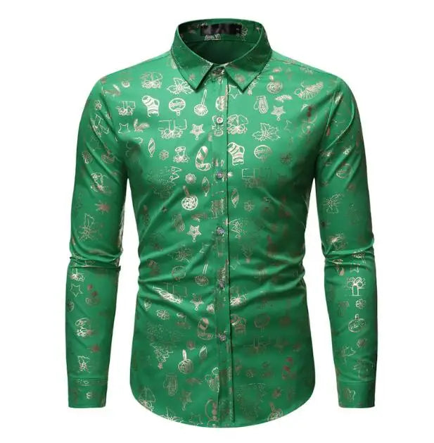 Spring Autumn New Men's Wear European Hot Stamping Shirt Men's Fashion Trend Long Sleeve Slim Shirts