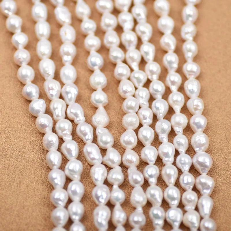 Wholesale 2A 5-10mm Baroque Freshwater Akoya Rice Pearl Chain Chinese White Colors Good Quality Jewelry Making Natural Loose