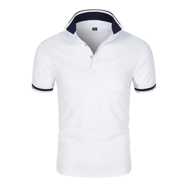 RNSHANGER Custom Logo Men's Polos Solid Color Classic Polo Shirt Fashion Men Short Sleeve Casual Business Social Polo for Men