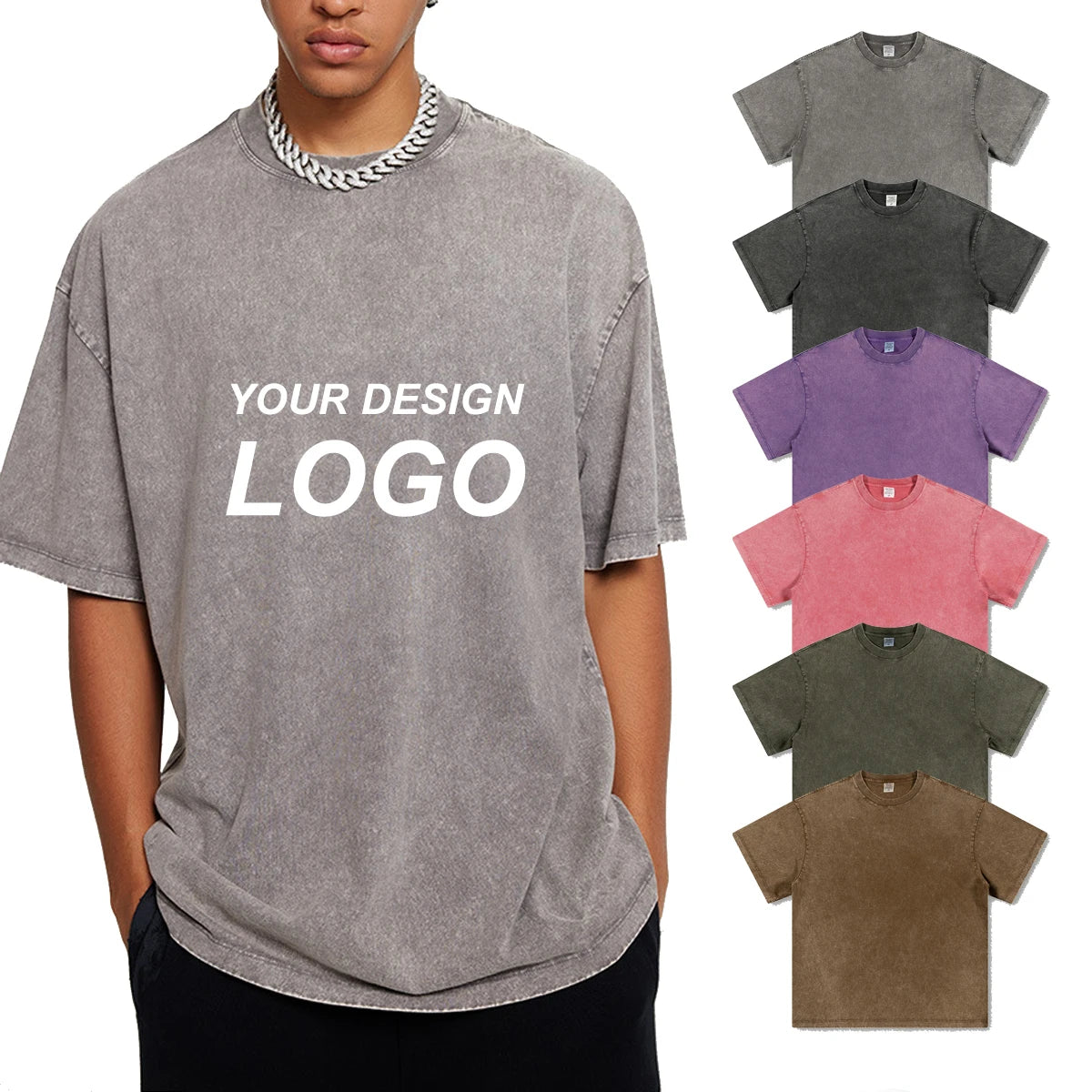 OEM ODM Custom Logo Graphic Silk Screen Puff Print Summer Streetwear Heavyweight  Stone Washed Vintage T Shirt