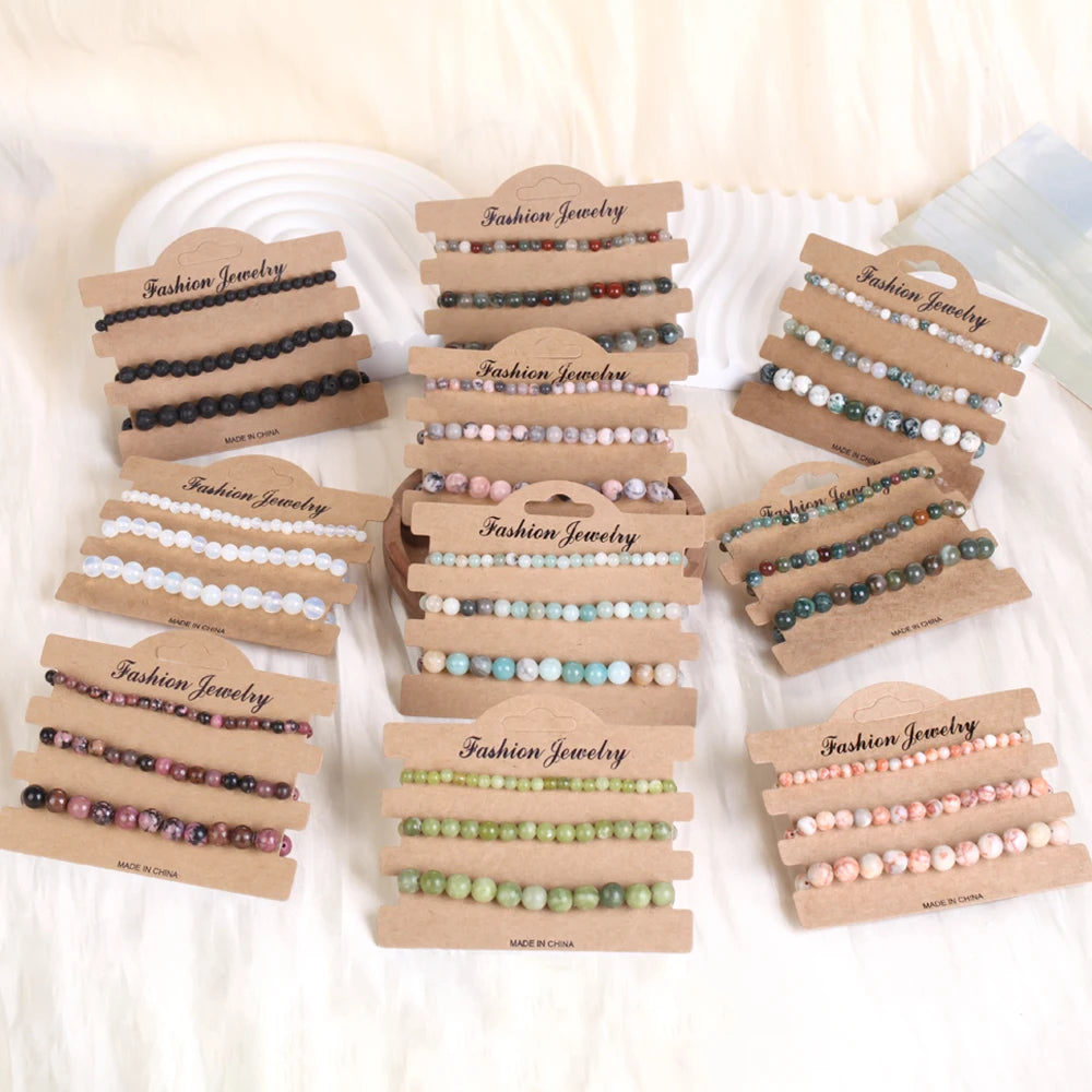 Fashion Bracelet White Opal Stone Bracelets Natural Stone Labradorite Tiger Eye Beads Elastic Rope Bracelet Jewelry Men Women