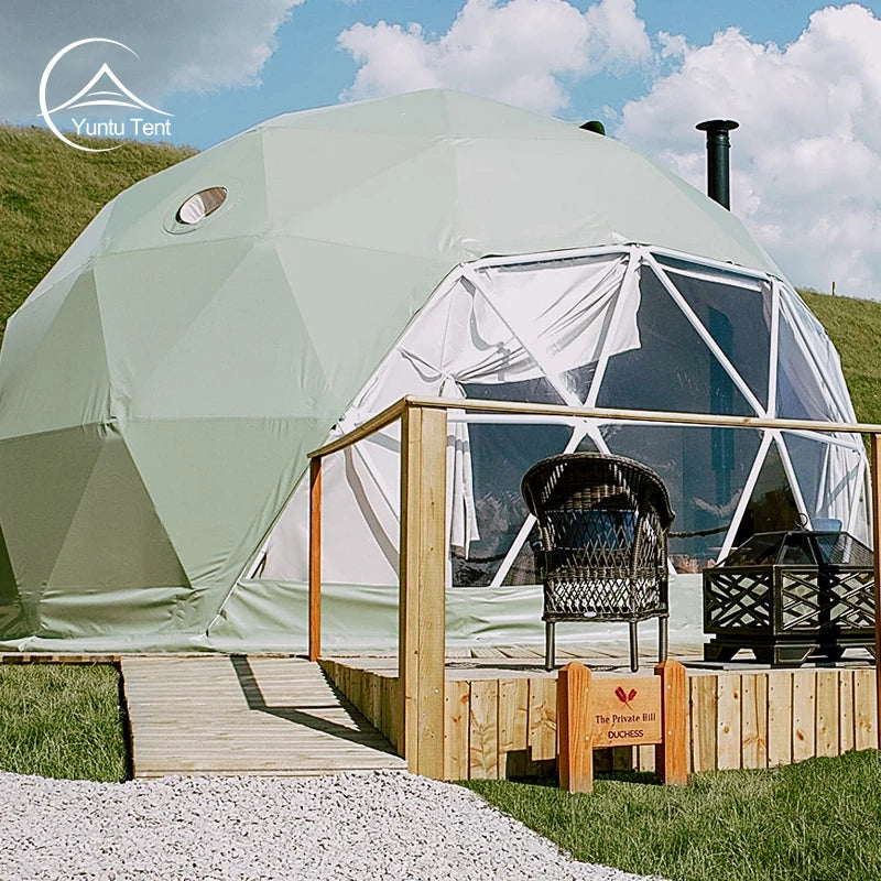 6M 8M Luxury Glamping Dome Tent With Bathroom for Restaurant Villa Glamping Resort Hotel