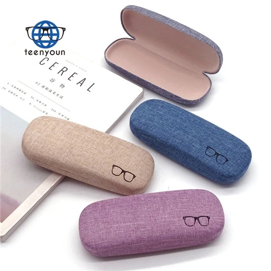 Teenyoun Glasses Case Hard Shell Linen Fabrics Eyewear Cases Cover for Men Women Sunglasses Eyeglasses Glasses Box