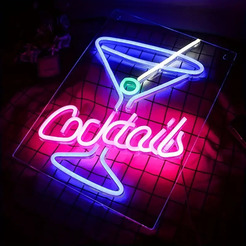 Manufacturer Hot Selling Custom Decorative Lighting Codtails  Letters Acrylic Led Neon Lights Wedding Neon Sign Party Neon Si