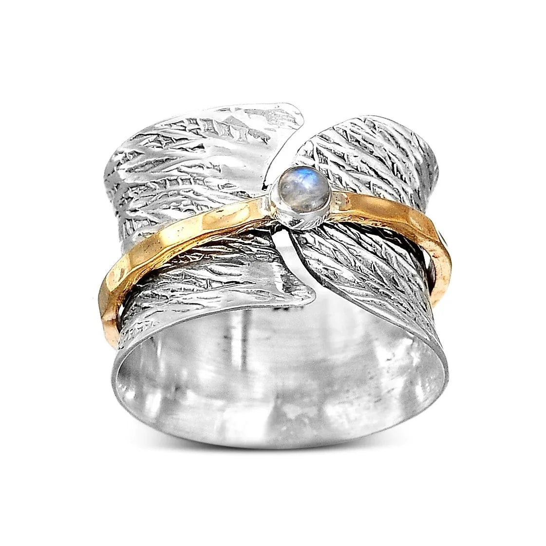 2025 New Fashion Creative Wholesale Alloy Plated Open Jewelry Moonstone Rings Chunky Rings Anxiety Rings for Women