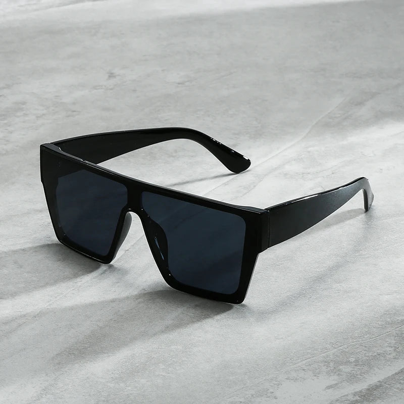 21041 Trendy Women One Piece Lens Sun Glasses Retro Oversize Polarized Shade Big square Frame Sunglasses for Men