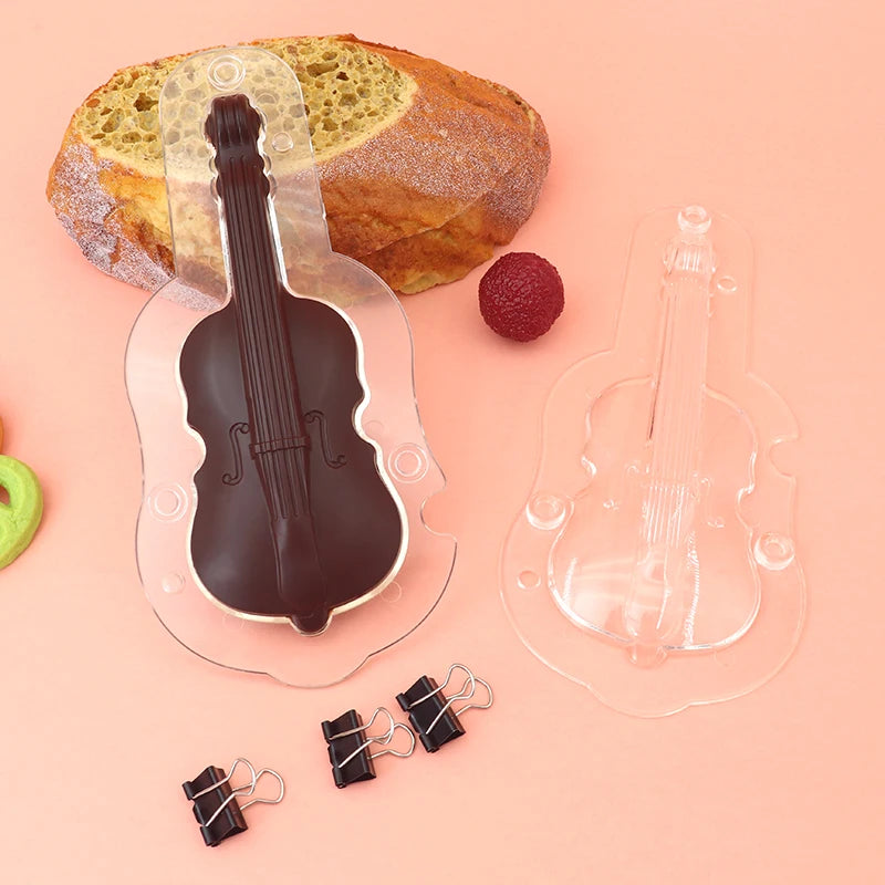 2024 Violin Chocolate Mold Baking Tool Mousse Cake Mold Dessert Molding Tool 3D Chocolate Inverted Mold