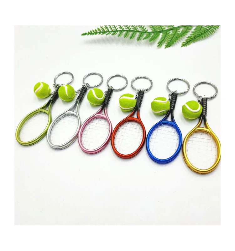 Mini Creative Tennis Racket Ball Keychain Keyring Sports Souvenir Gift Key Chain