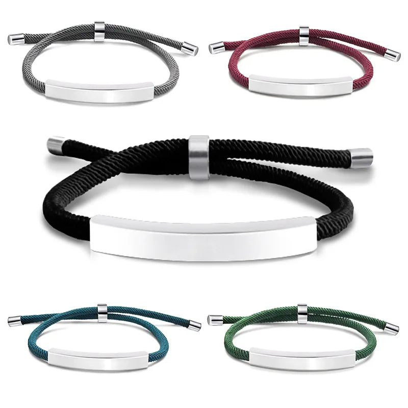 European and American Wind Inspired Adjustable Slap Bracelet Long Curved Wax Rope Woven Sublimation Fashion Bangle Jewelry