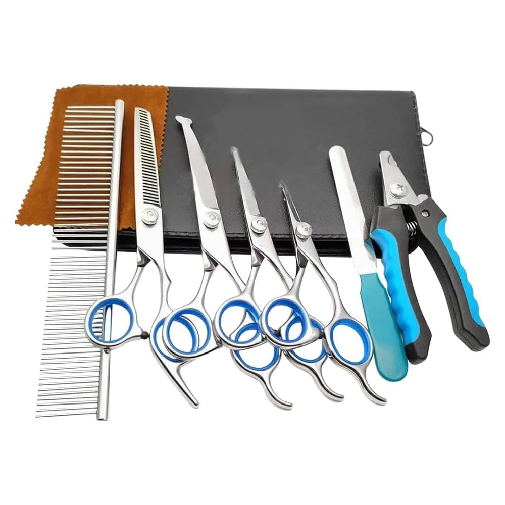 Pet Dog Grooming Cleaning Scissors Set Stainless Steel Pet Grooming Scissors Dog Hair Scissors with Waste Bag Products
