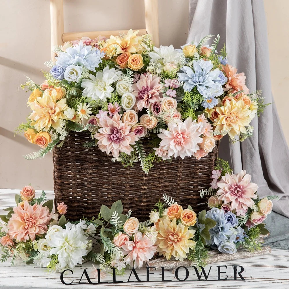 JCF231 Factory Direct Sales Artificial Silk Dahlia Flower Head Faux Dahlia for Home Party Decorations Valentine's Day Gift