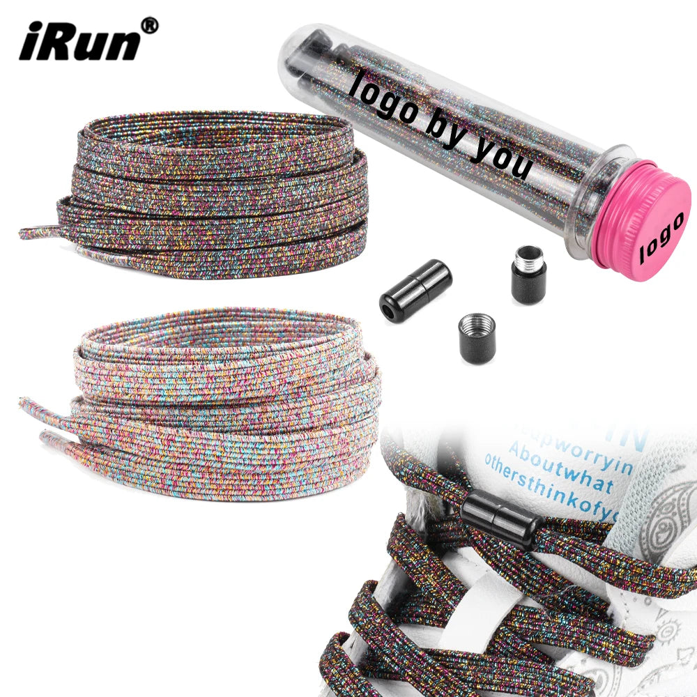 IRun Elastic Glitter Shiny No Tie Flat s Metal Capsule Lace Lock Buckle Quick Lazy Sneaker