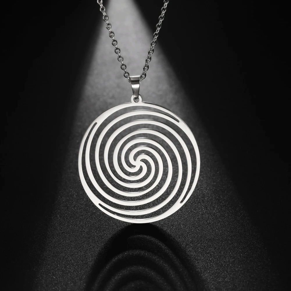 Hollow whirlpool Circle Pendant Necklaces Fashion Jewelry Necklaces Stainless Steel Necklace for Women and Man
