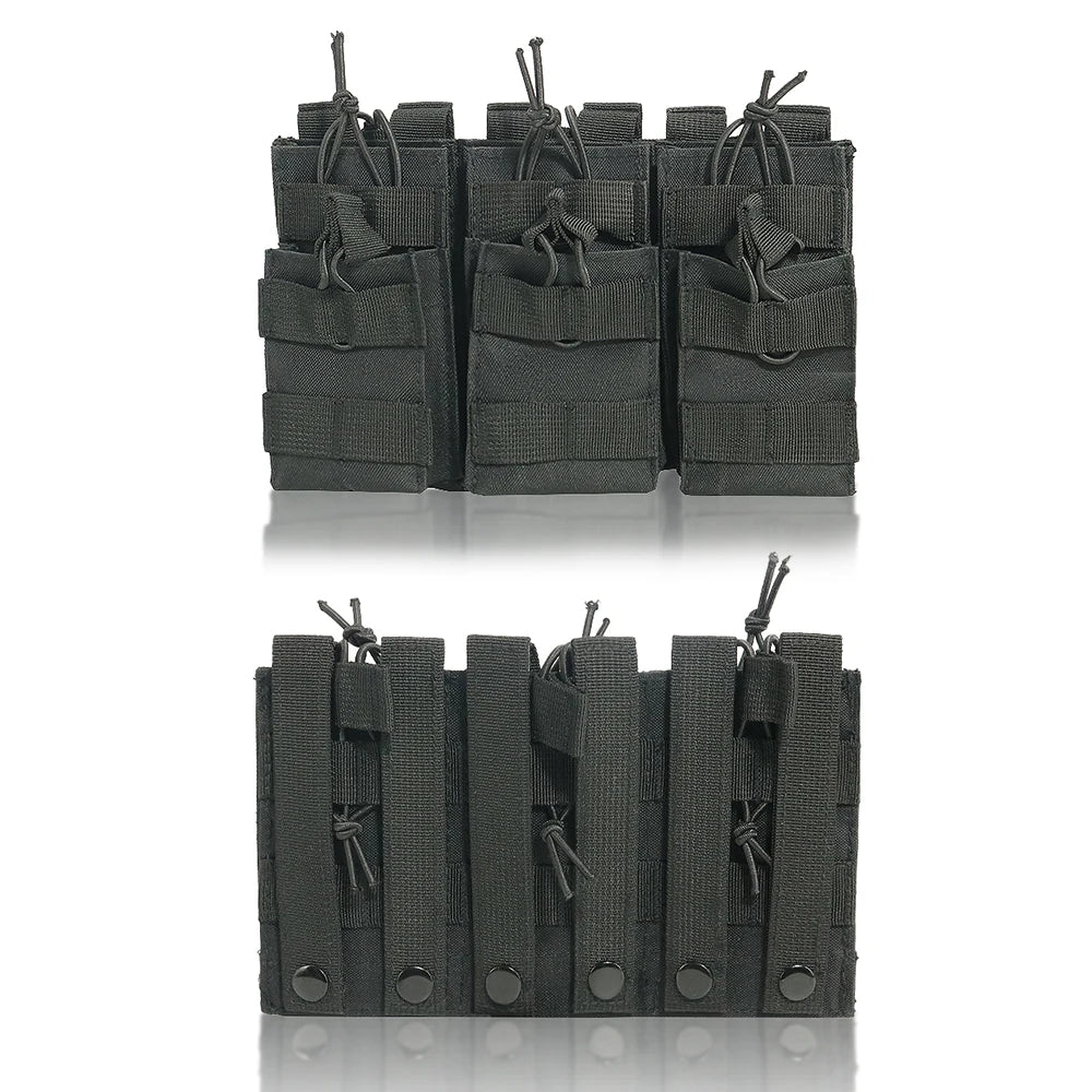 Tactical Triple Magazine Pouch MOLLE-Compatible Open Top Double Layer Mag Carrier for Hunting/Shooting Heavy Duty Ammo Holder