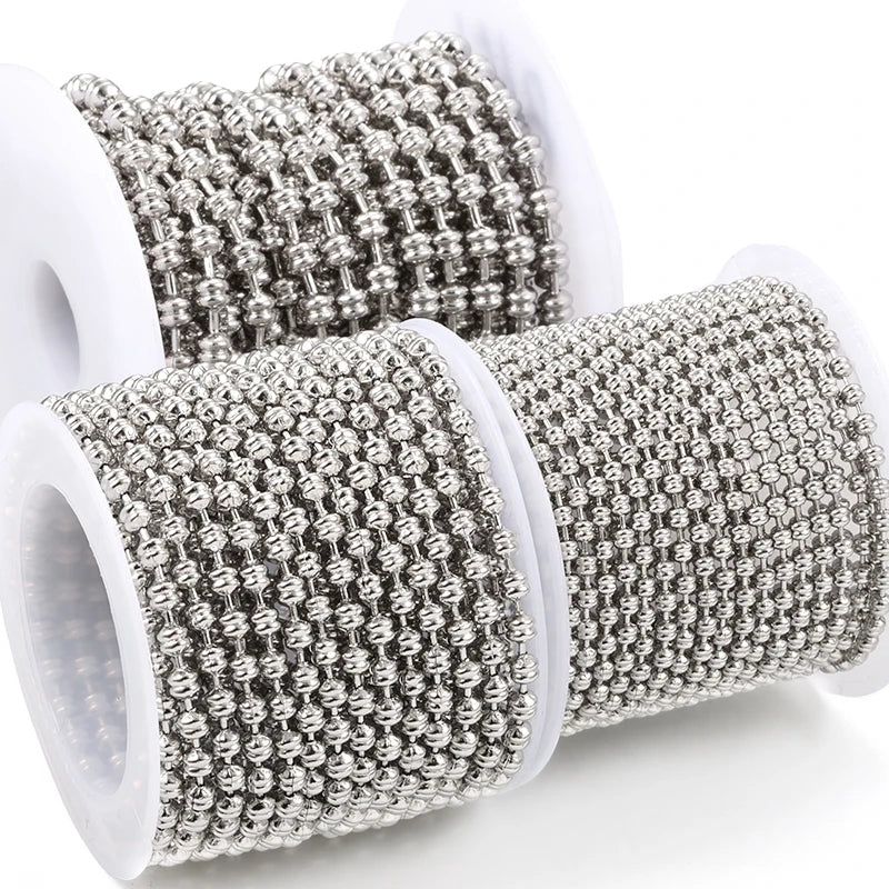 Unique New Arrival Bead Chain for Women Men 3 Different Sizes Egg Beads Stainless Steel Link Chains for Making Jewelry Neckla