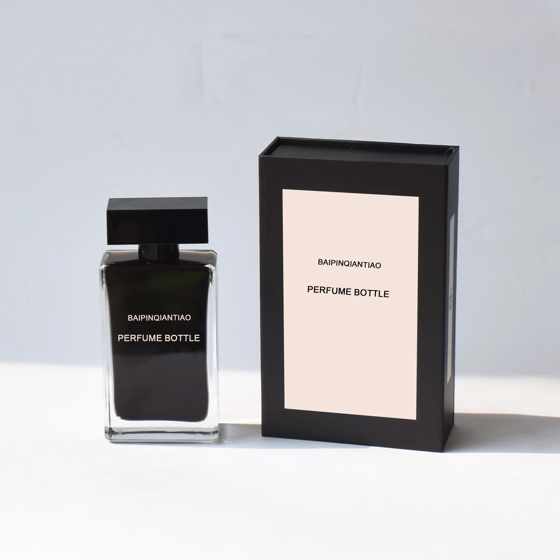 Wholesale Luxury Premium Cosmetics Square Glass Perfume Spray Bottle 50ml 100ml Pump Sprayer Custom Gift Box Paper Bag