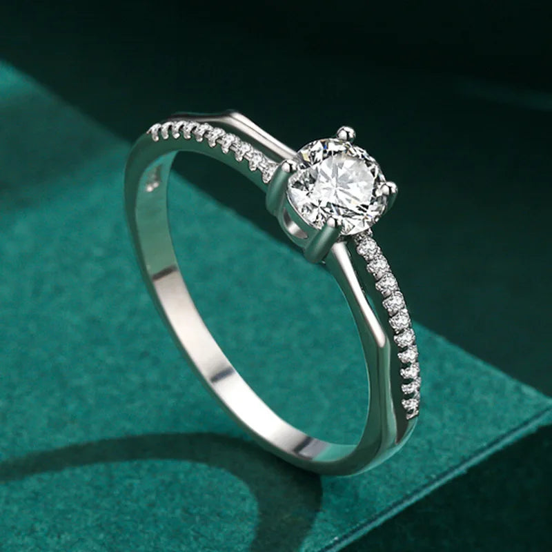 Hot Sale Customized Elegant Luxury S925 Sterling Silver Fashion Ring Temperament Zircon Wedding Ring for Women
