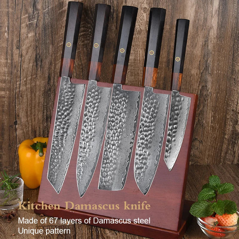 Professional Ultra Sharp Chef Knife Set High Quality Damascus Kitchen Knife with Premium Wood Handle Metal Material