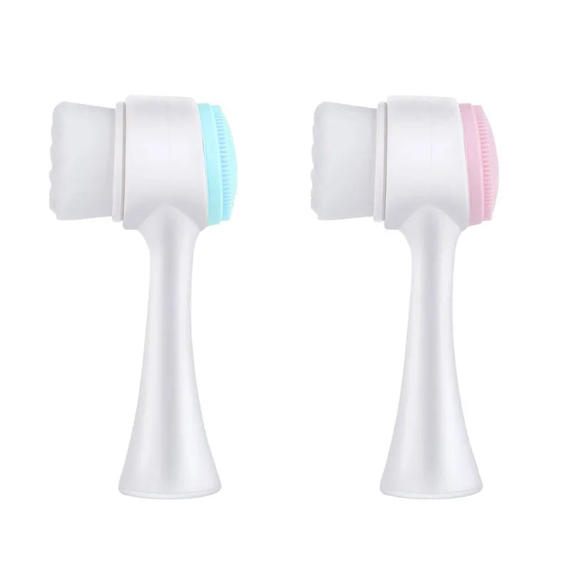 Manual Silicone Face Wash Brush Double Side 3D Makeup Remover Brush for Deep Cleansing Facial Skin Care