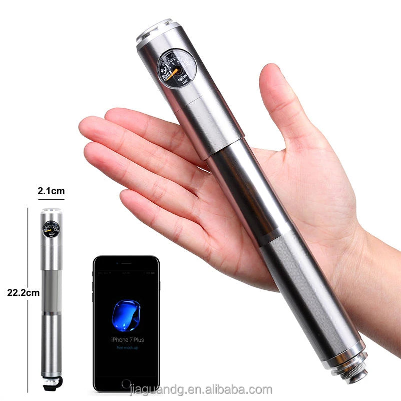 PRO STAR HQ-55 Mini Electric Aluminum Alloy Bicycle Pump Schrader/Presta Valves 160psi Pressure Includes Gauge Mini Bike Adap