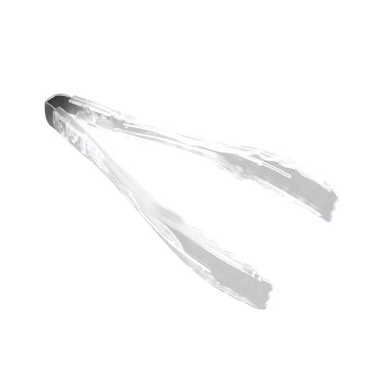 High Heat Clear Plastic Kitchen Utensil-BBQ Food Foodservice Utility Tongs for Vegetables Salad Bread Bar Tool Scalloped