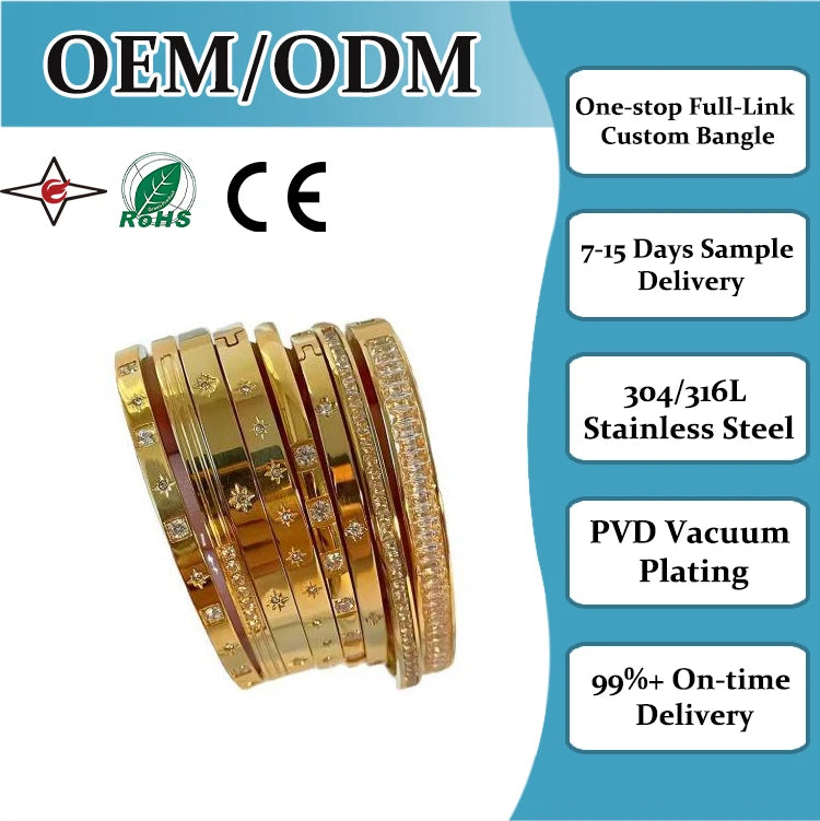 CE Custom Trendy 18k Gold Plated Fashion Jewelry Cubic Star Bracelet Multicolour Zircon 304 Stainless Steel Open Bracelet Ban