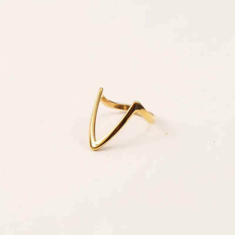 ERESI Hot Selling New INS Stainless Steel Geometric Rings Women Minimalist Metal Golden Finger Rings Waterproof Jewelry