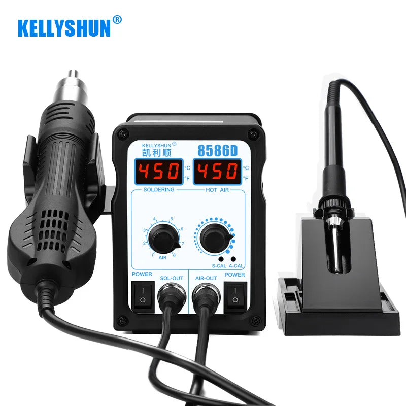KELLYSHUN SMD BGA Rework Desoldering Solder Station 8586 Soldering Iron Hot Air Heat Gun for Welding Repair Tools Kit