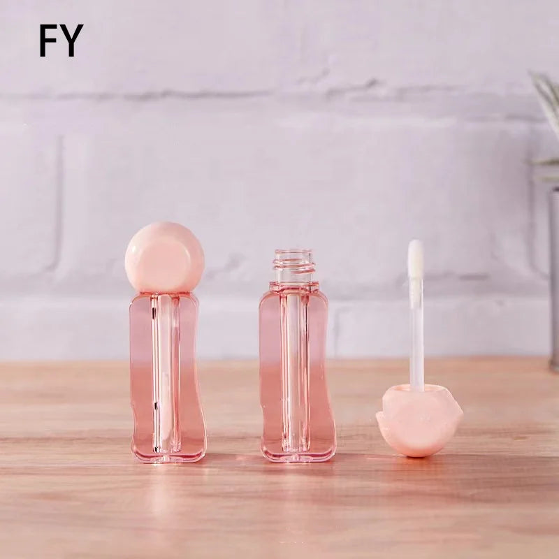 Wholesale Stock 3ML Transparent Pink Empty Lip Gloss Tube Unique Design Mini Plastic Lipgloss Bottle Private Label Lip Cosmet
