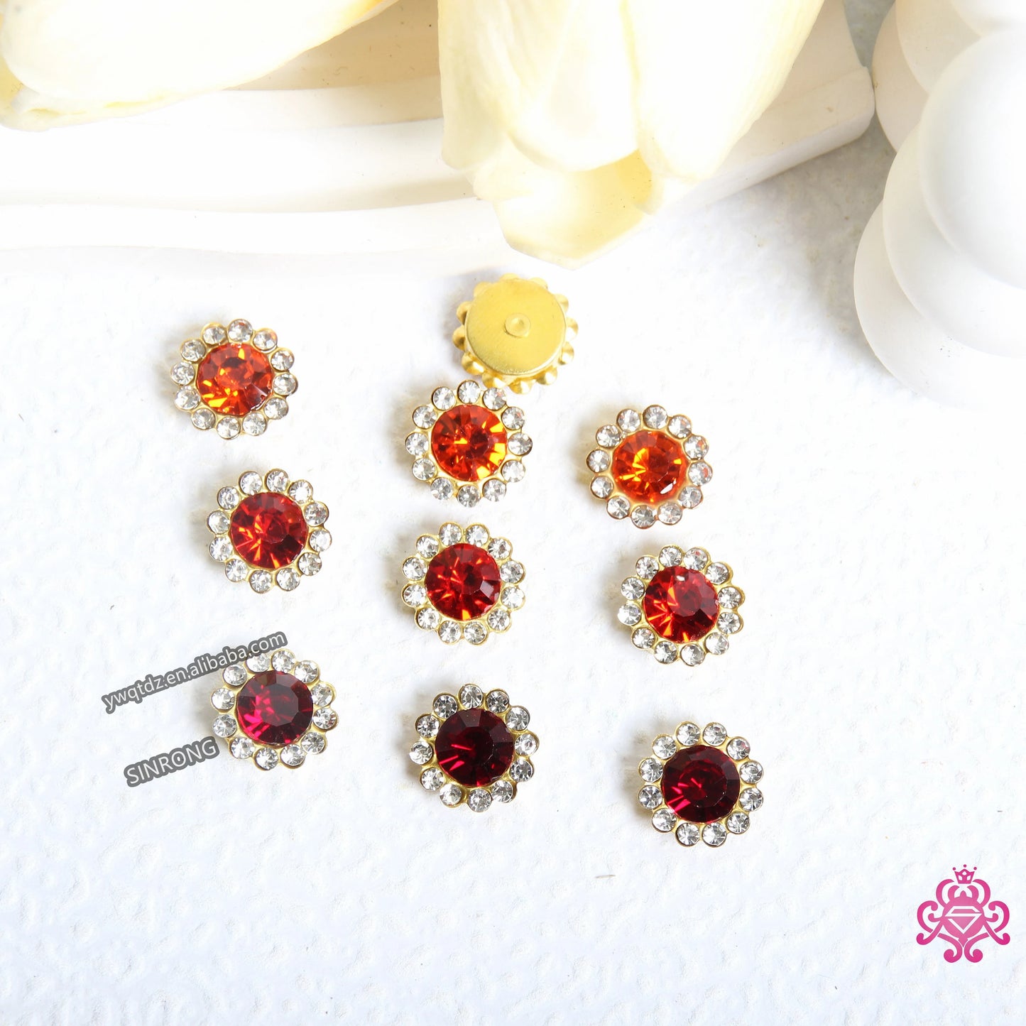 Professional 12mm Sunburst Flat Back Glass Rhinestones for Apparel Design & Tailoring Supplies