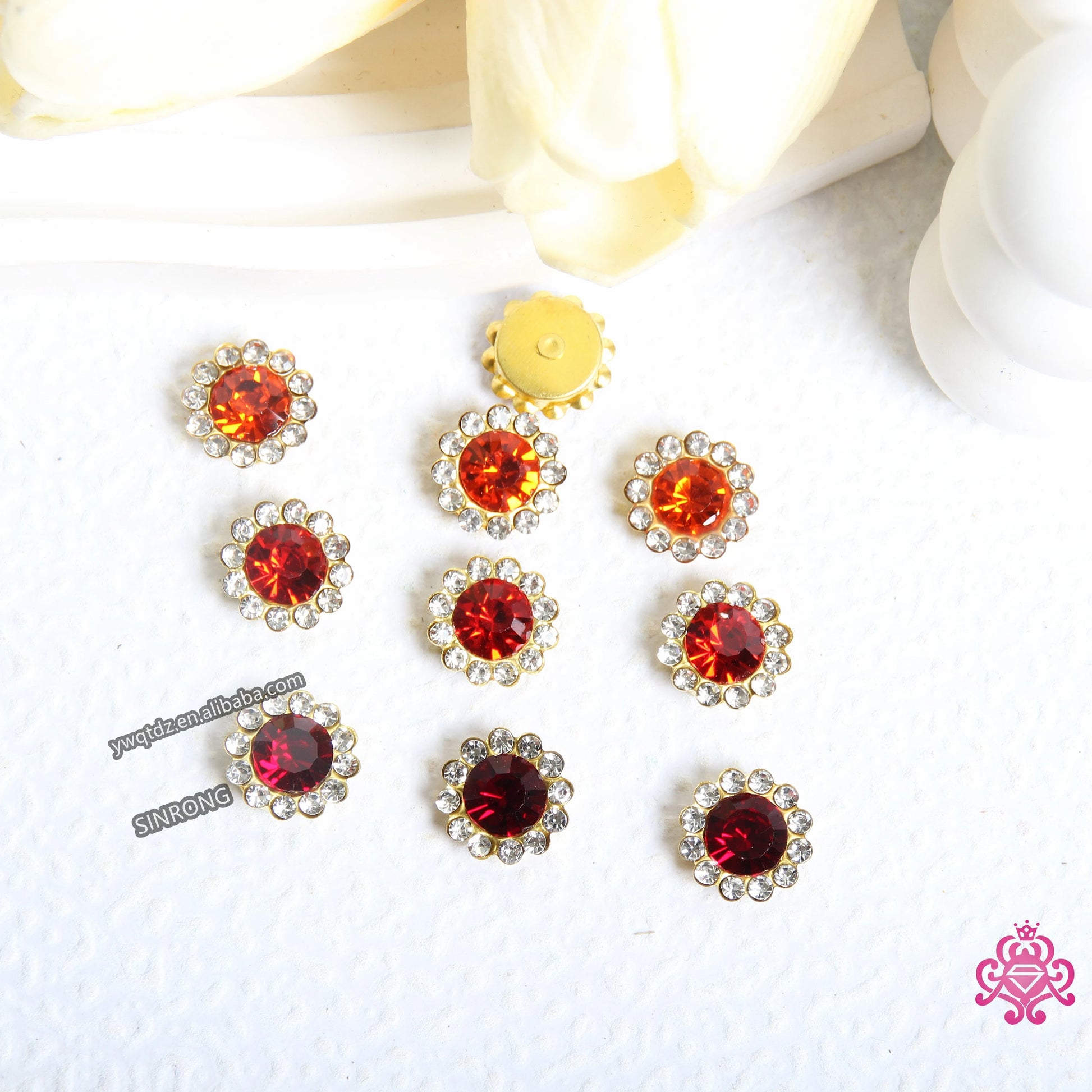 Professional 12mm Sunburst Flat Back Glass Rhinestones for Apparel Design & Tailoring Supplies
