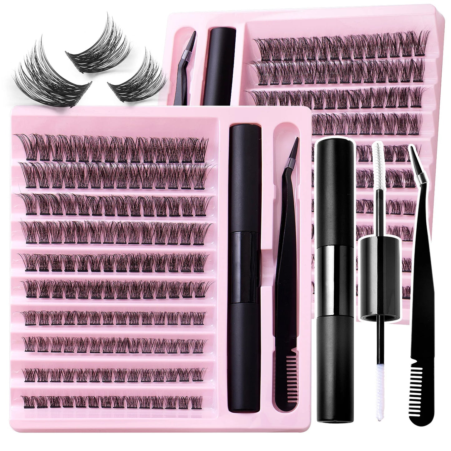 Cluster Ribbon Full Strip Eyelash Extension DIY Kits Classic Silk Fluffy Fans Knot Premium Quality Lashes for Beauty Care
