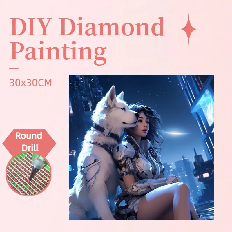 Custom 30x30CM DIY Machine Lady Home Decor Diamond Painting Full Round 5D Acrylic Drill Creative Diamond Painting Kits for Ad