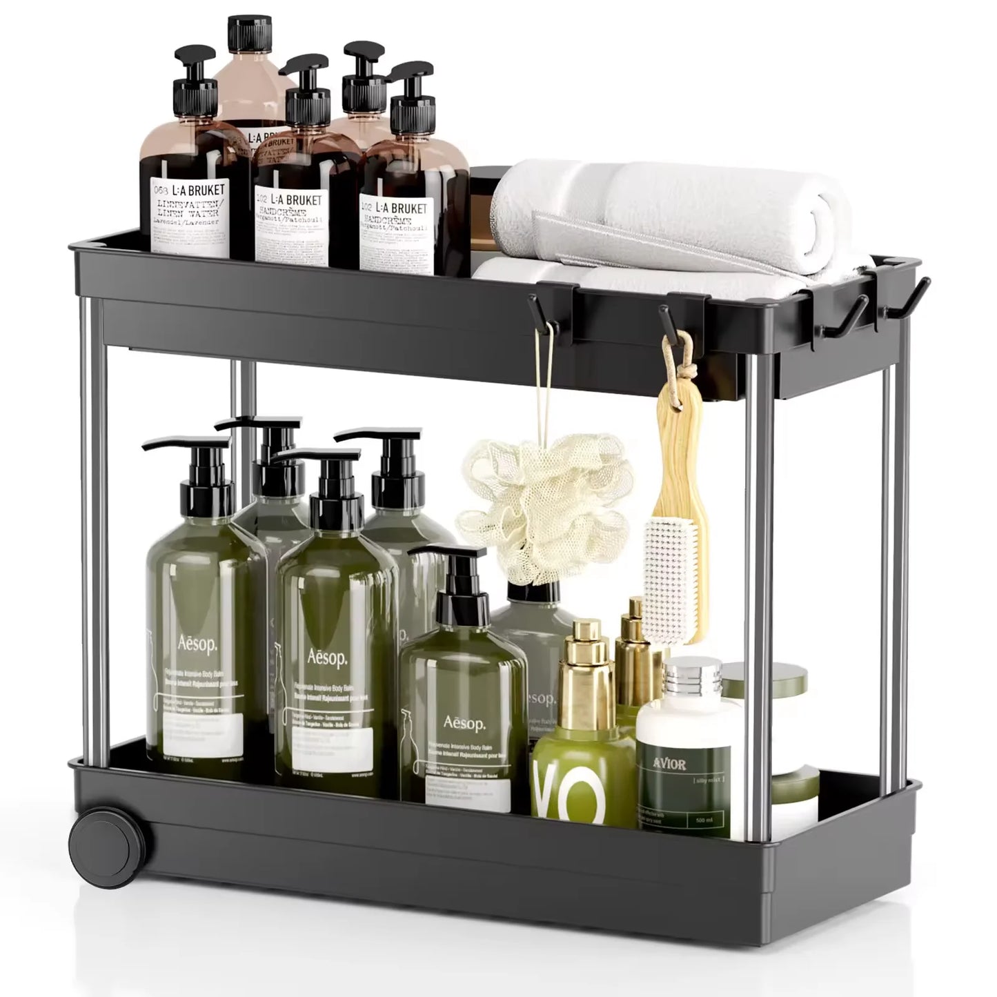 Wholesale 2-Tier ABS Plastic Drawer Under-Sink Organizer Kitchen Bathroom Storage Basket Rack Shelf Dish Rack for Cabinet Use